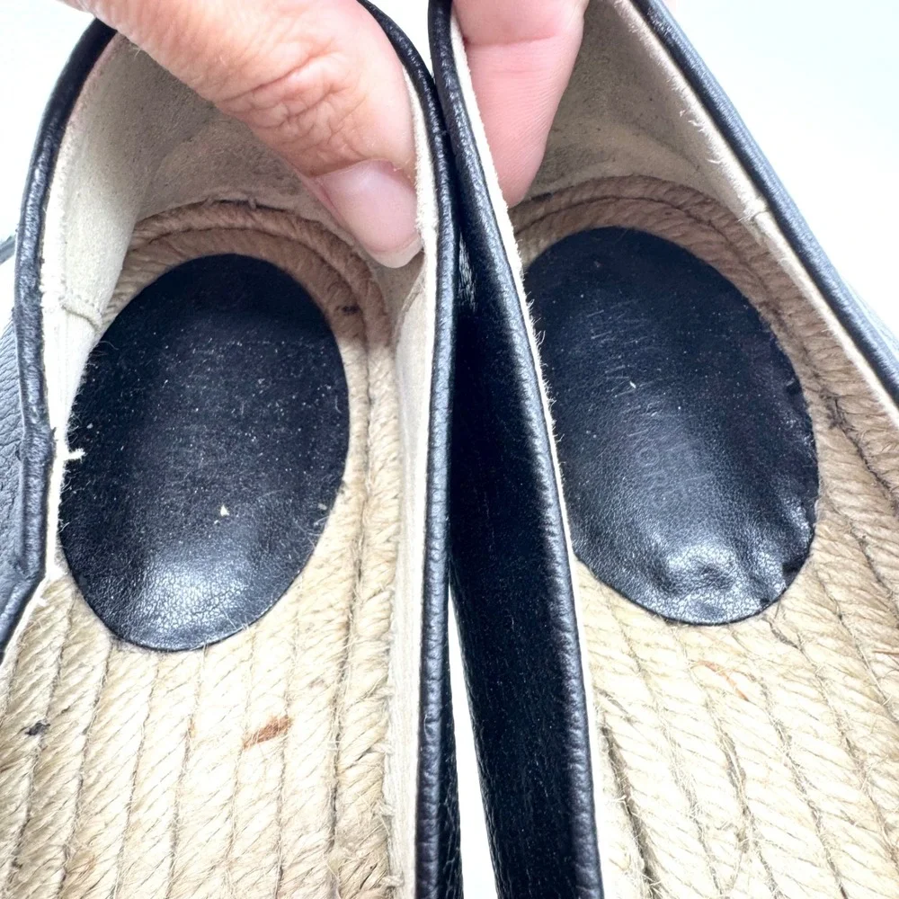 MICHAEL Michael Kors Kendrick Pebbled Leather Espadrille Slip On Black Size 5.5